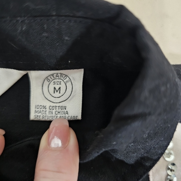 Gitano Black Beaded Western Rodeo Vintage Button Down Shirt Womens Size Medium - Picture 7 of 8